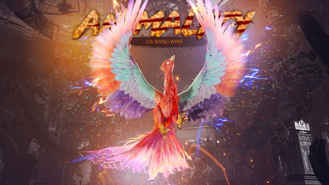 A large, colorful bird soared into the sky amid Liu Kang's bestiality.